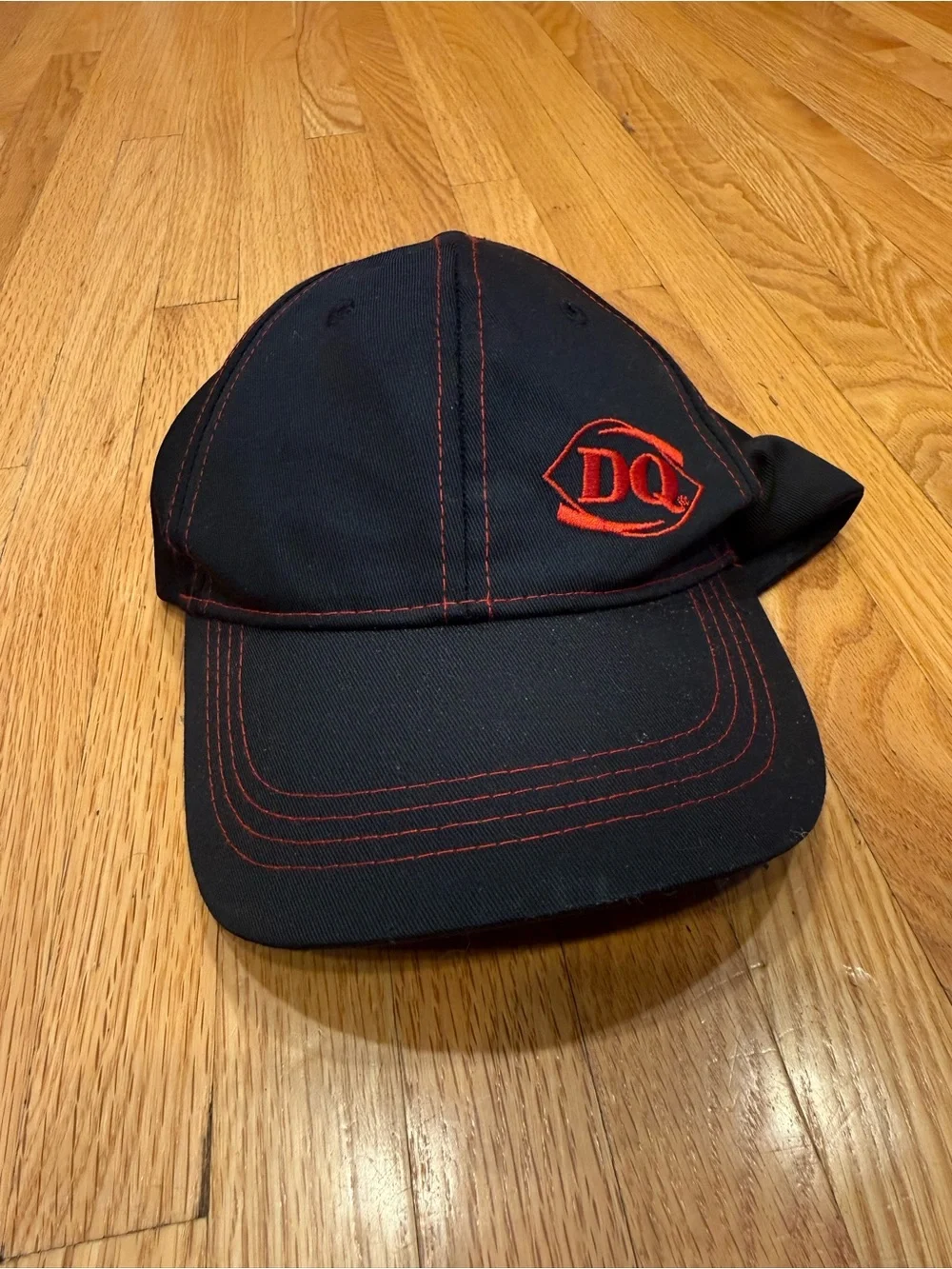 Dairy Queen DQ Embroidered Black Cap with Red Stitching